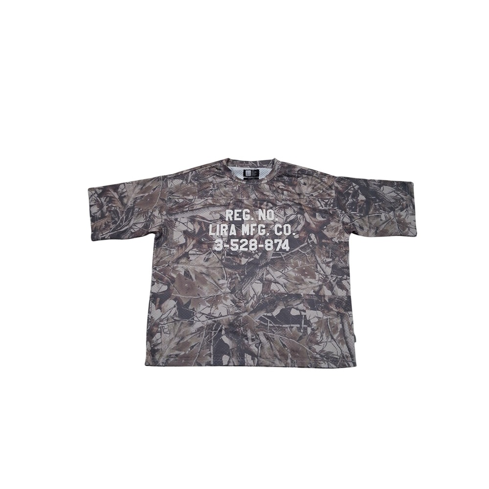 Lira Clothing Camo Mesh Jersey Shirt Womens Small Brown Forest Camo Graphic